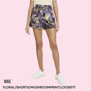 NIKE✔️FEMME WOMENS FLORAL MUSHROOM PRINT LOOSE FIT ATHLETIC WORKOUT SHORTS